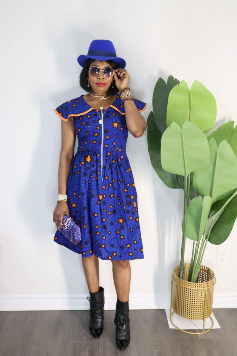 Blue African Print Dress