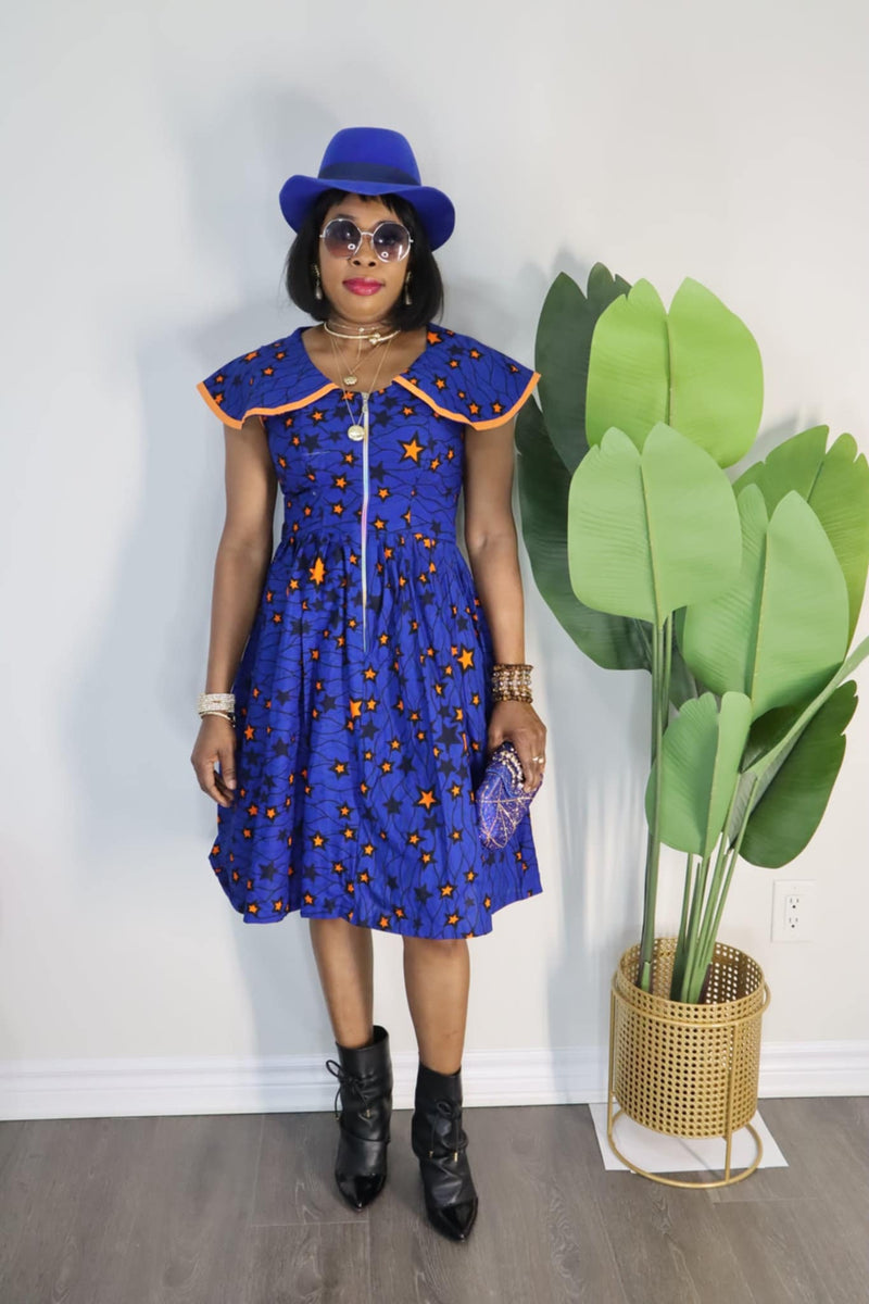 Blue African Print Dress