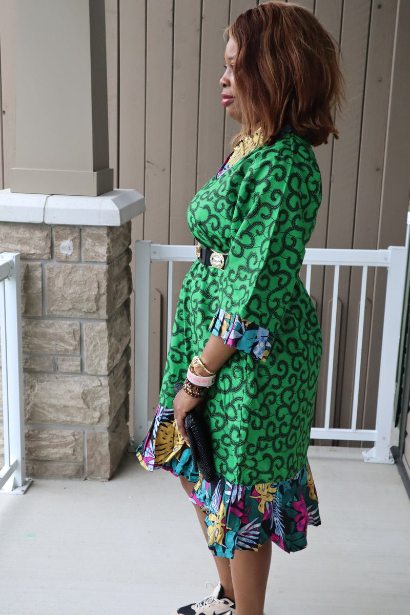 Green African  Dress