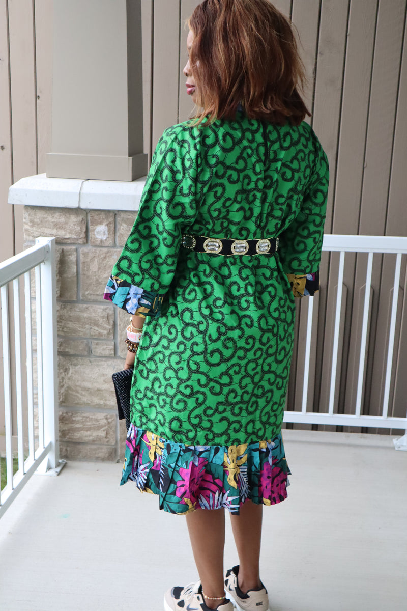 Green African  Dress