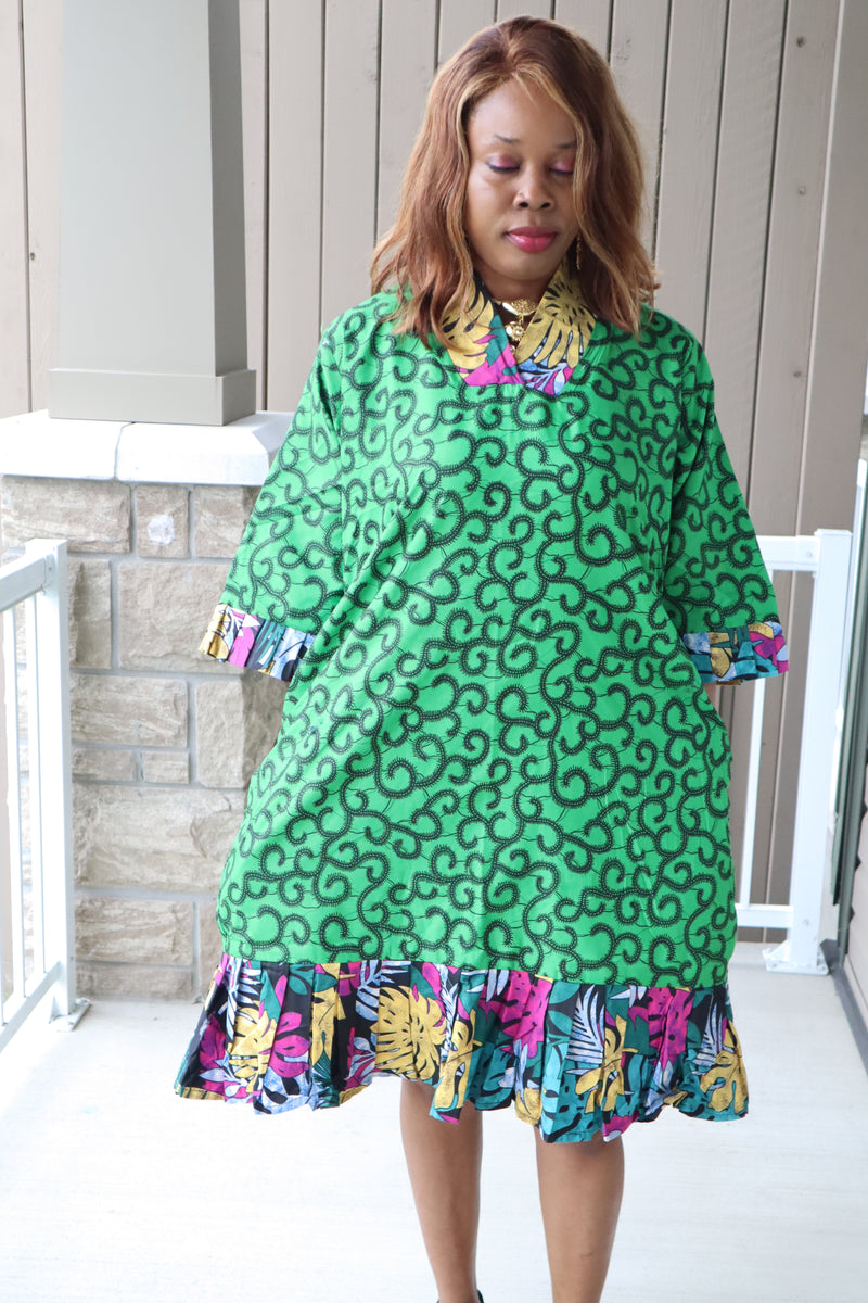 Green African  Dress