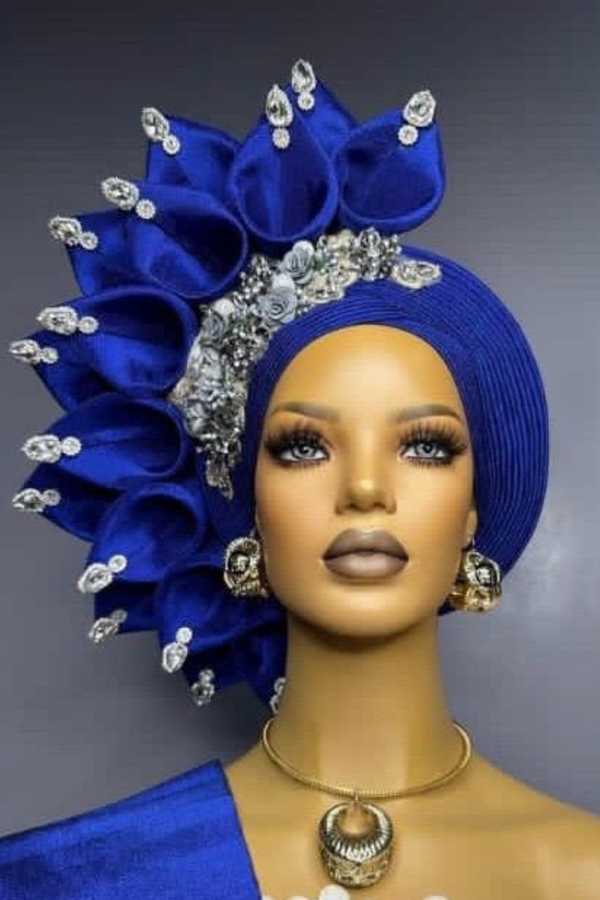 Pnkem Blue Auto Gele