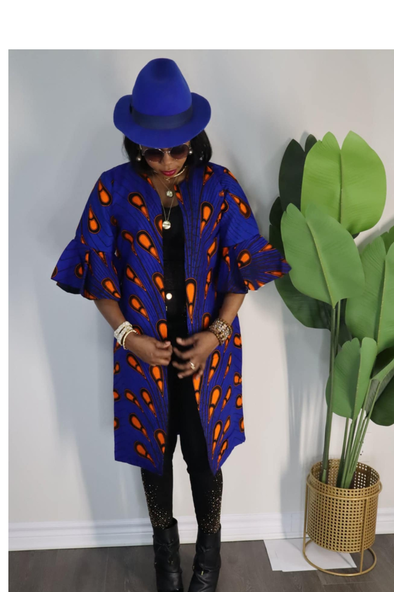 Blue African Kimono  Jacker