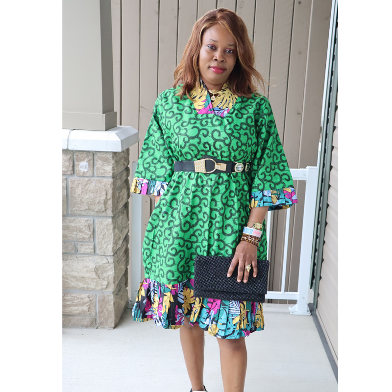 Green African  Dress