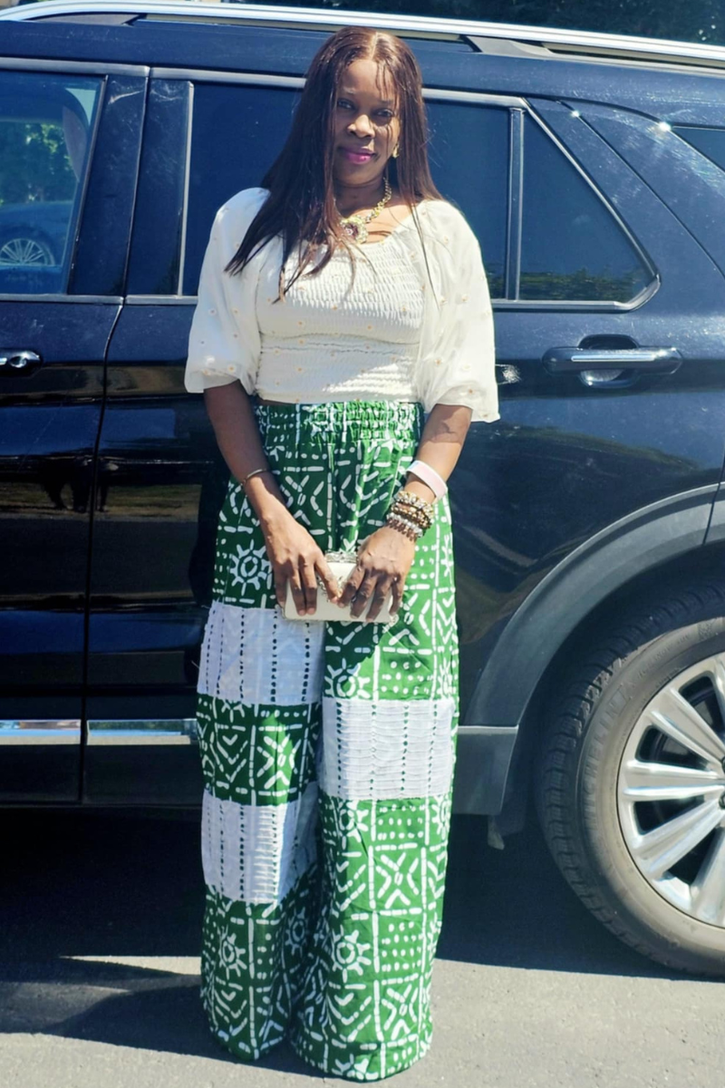 Green Adire Aso Oke Pants