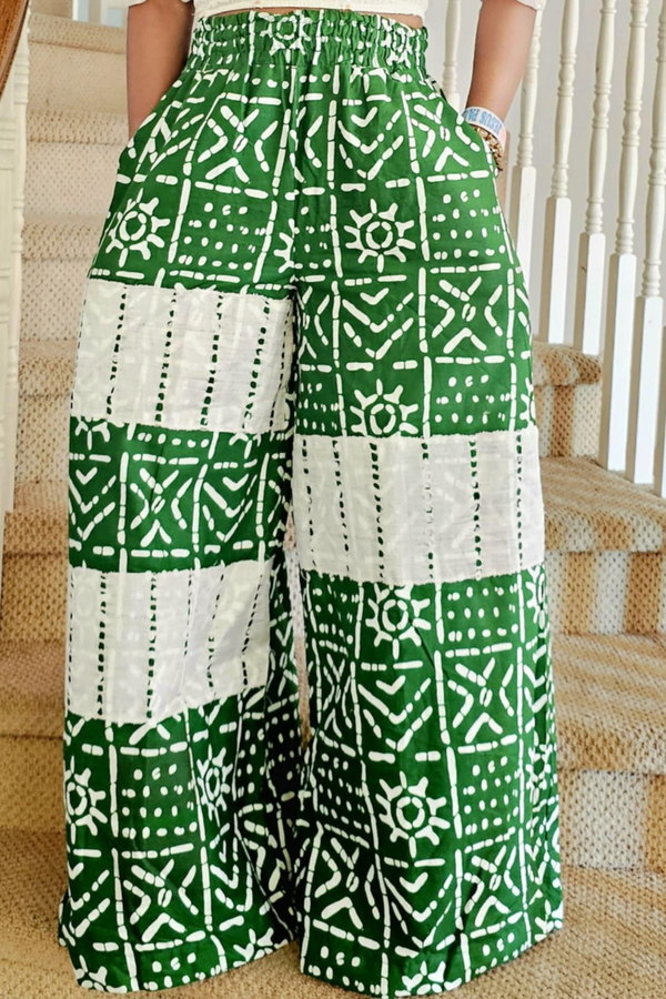 Green Adire Aso Oke Pants