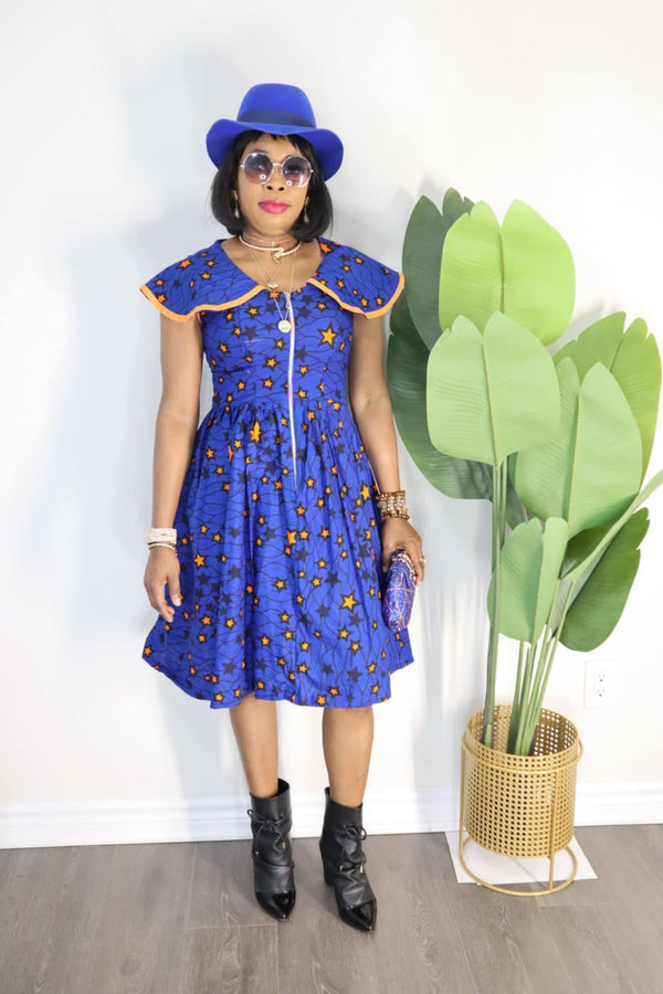 Blue African Print Dress