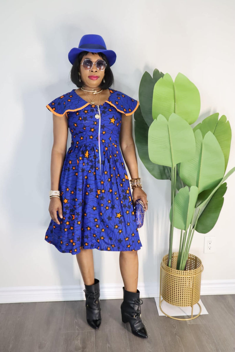 Blue African Print Dress