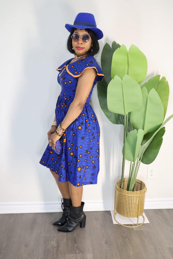 Blue African Print Dress